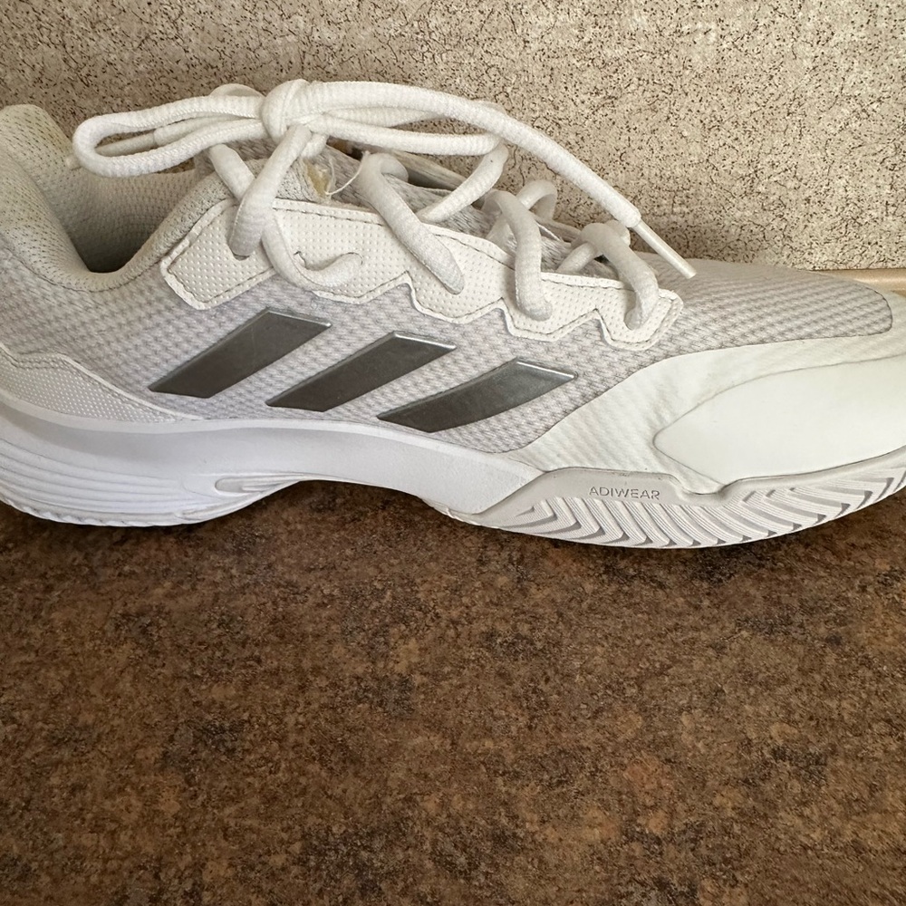 Adidas White and Silver Athletic Shoes - Picture 3 of 5